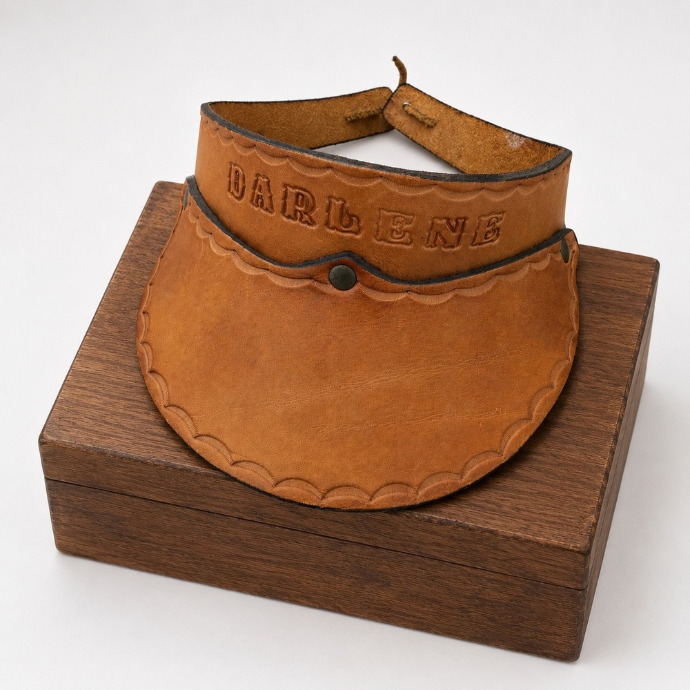 Vintage Leather Tooled Stamped Visor Hat DARLENE Womens Western Cap Adjustable